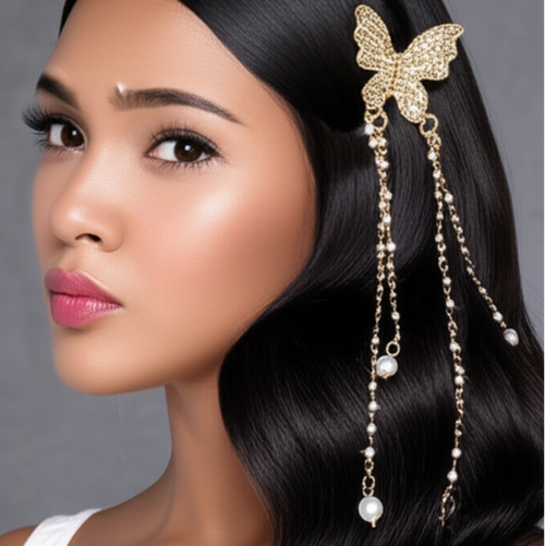 Asha Trends Butterfly Pearl Hair Clutter