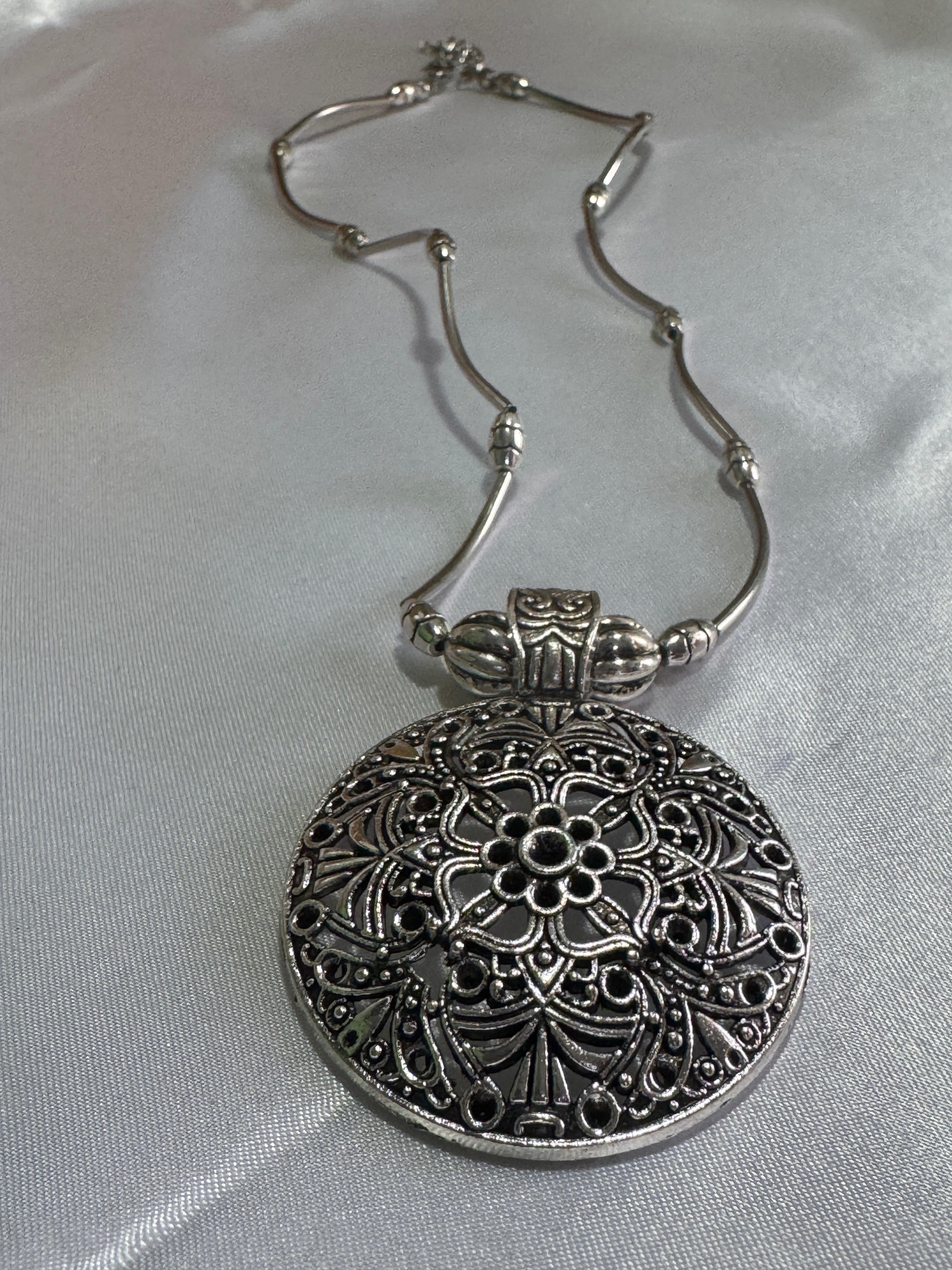 Trendy Oxidized Silver Pendant Necklace for Women & Girls