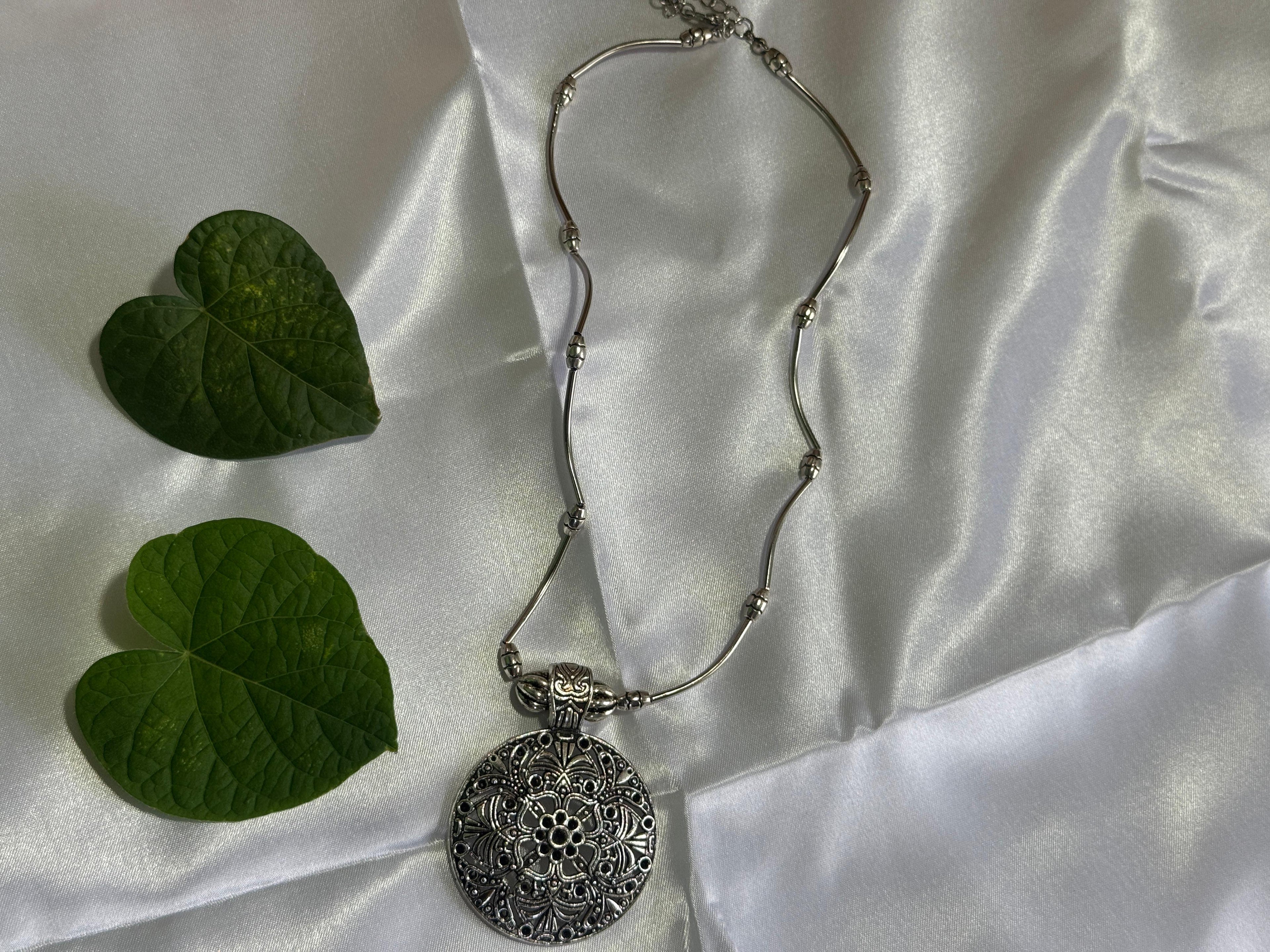 Trendy Oxidized Silver Pendant Necklace for Women & Girls