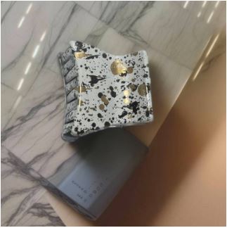 Asha Trends Designer White Hair Culture, Abstract Black and Gold Splatter Print, Strong Grip